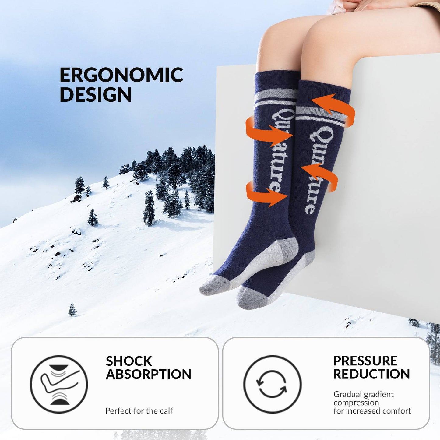 Qunature Thermo Skisocken Merino Kindern Atmungsaktiv #Color_Marineblau