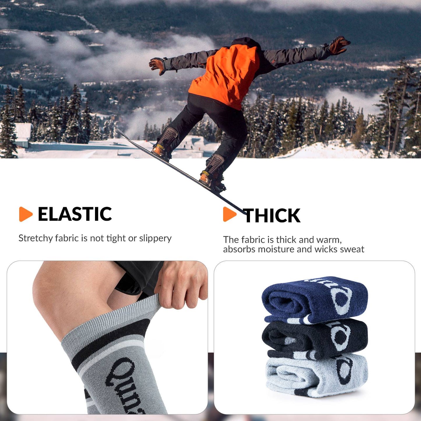 Qunature Thermo Skisocken Merino Kindern Atmungsaktiv #Color_Dunkelgrau