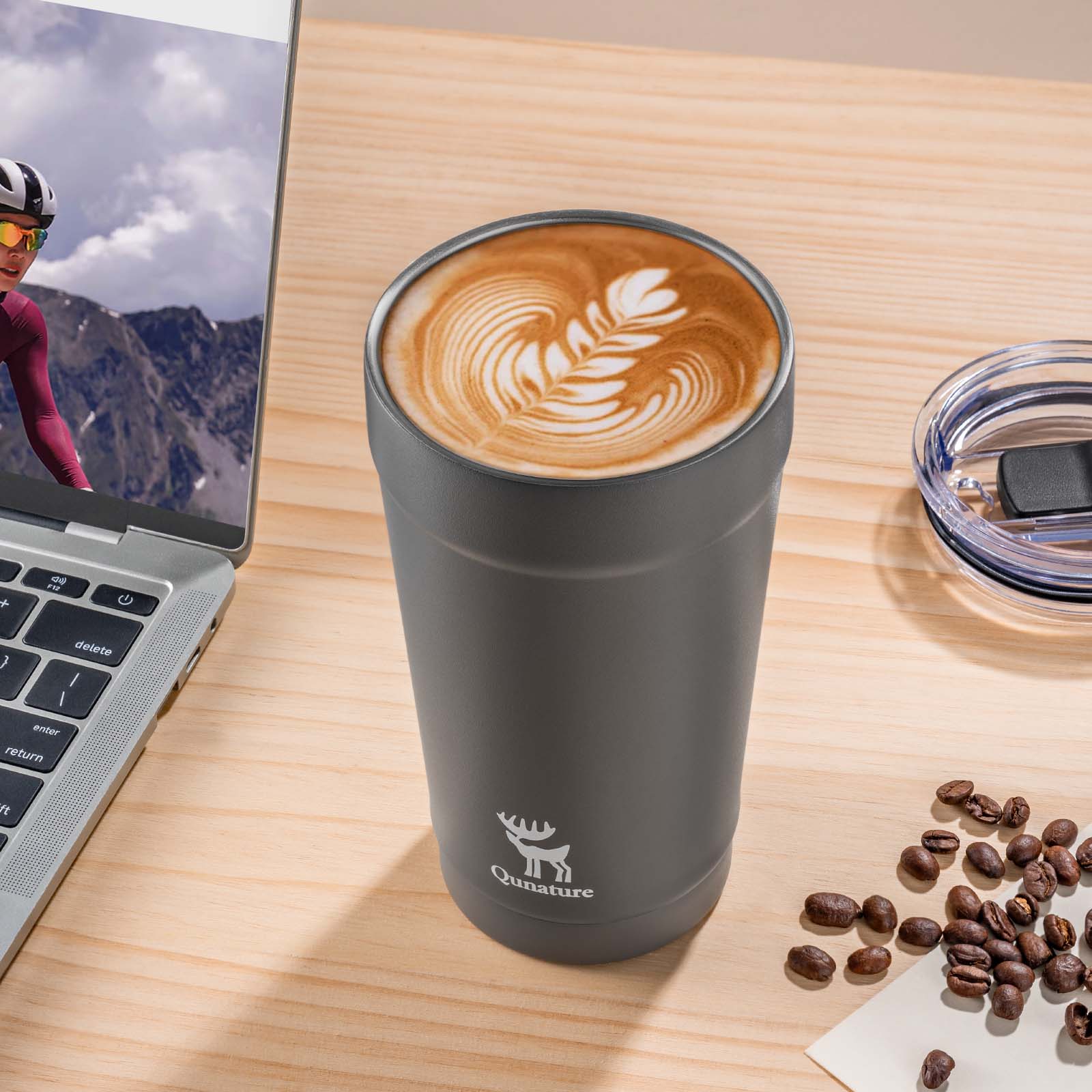 Qunature Thermobecher Edelstahl Kaffee-to-go