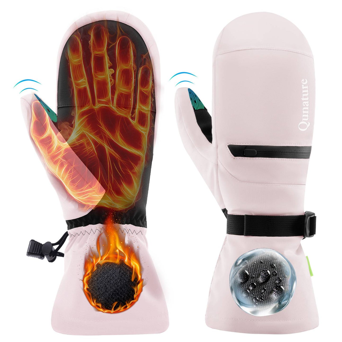 Qunature Wasserdichte Skihandschuhe XS-XL #Color_Rosa
