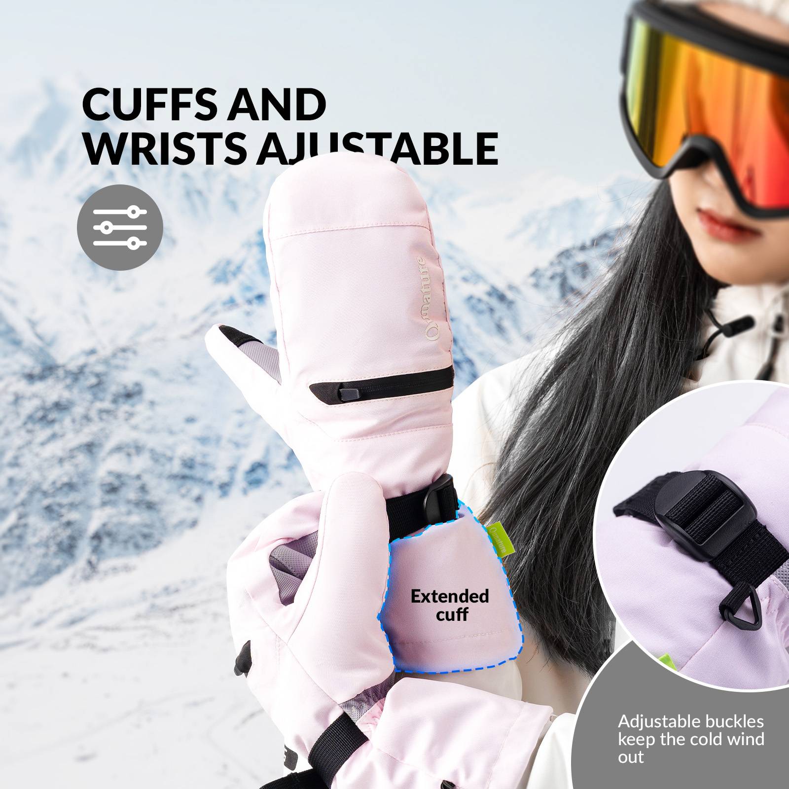 Qunature Wasserdichte Skihandschuhe XS-XL #Color_Rosa