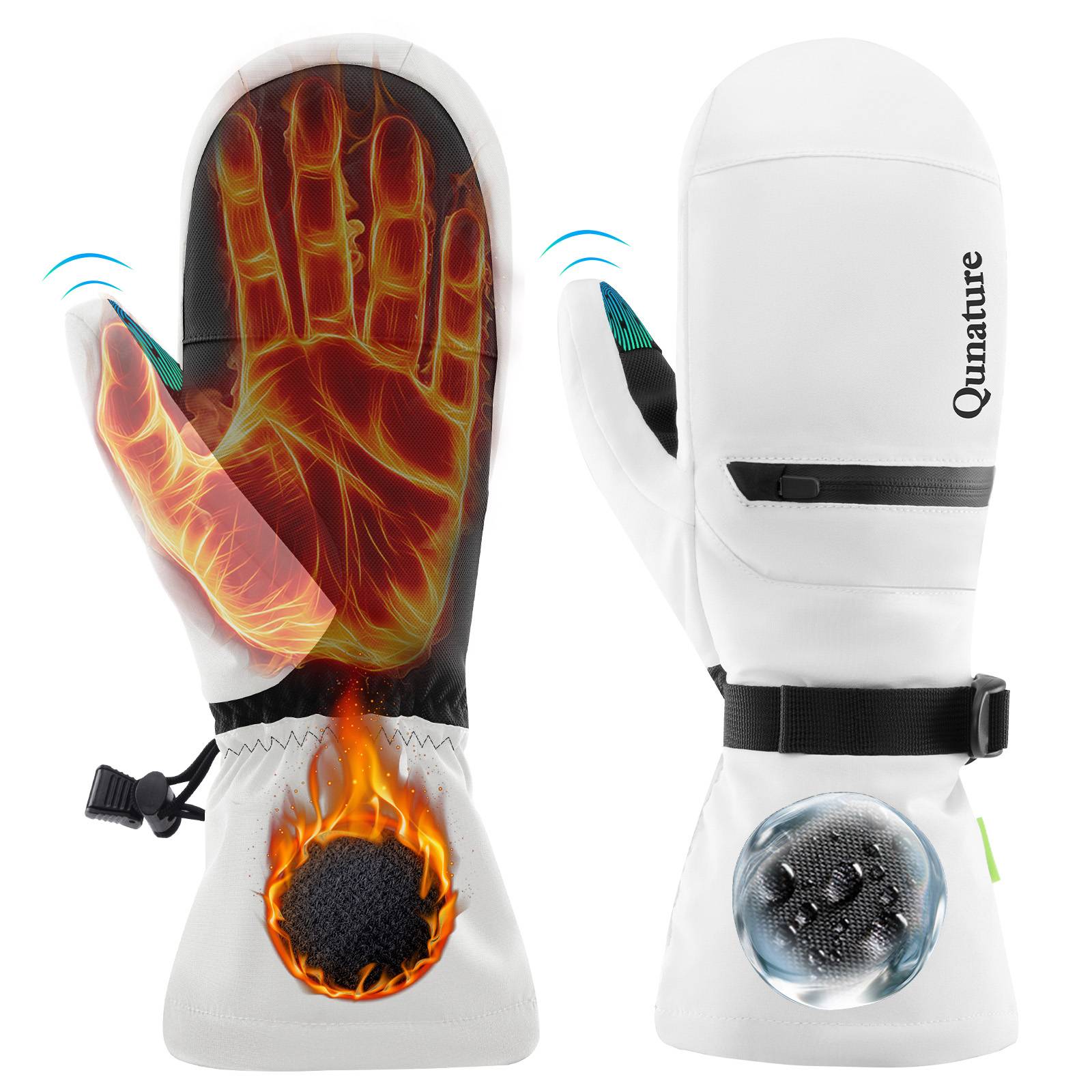 Qunature Wasserdichte Skihandschuhe XS-XL #Color_Wei?