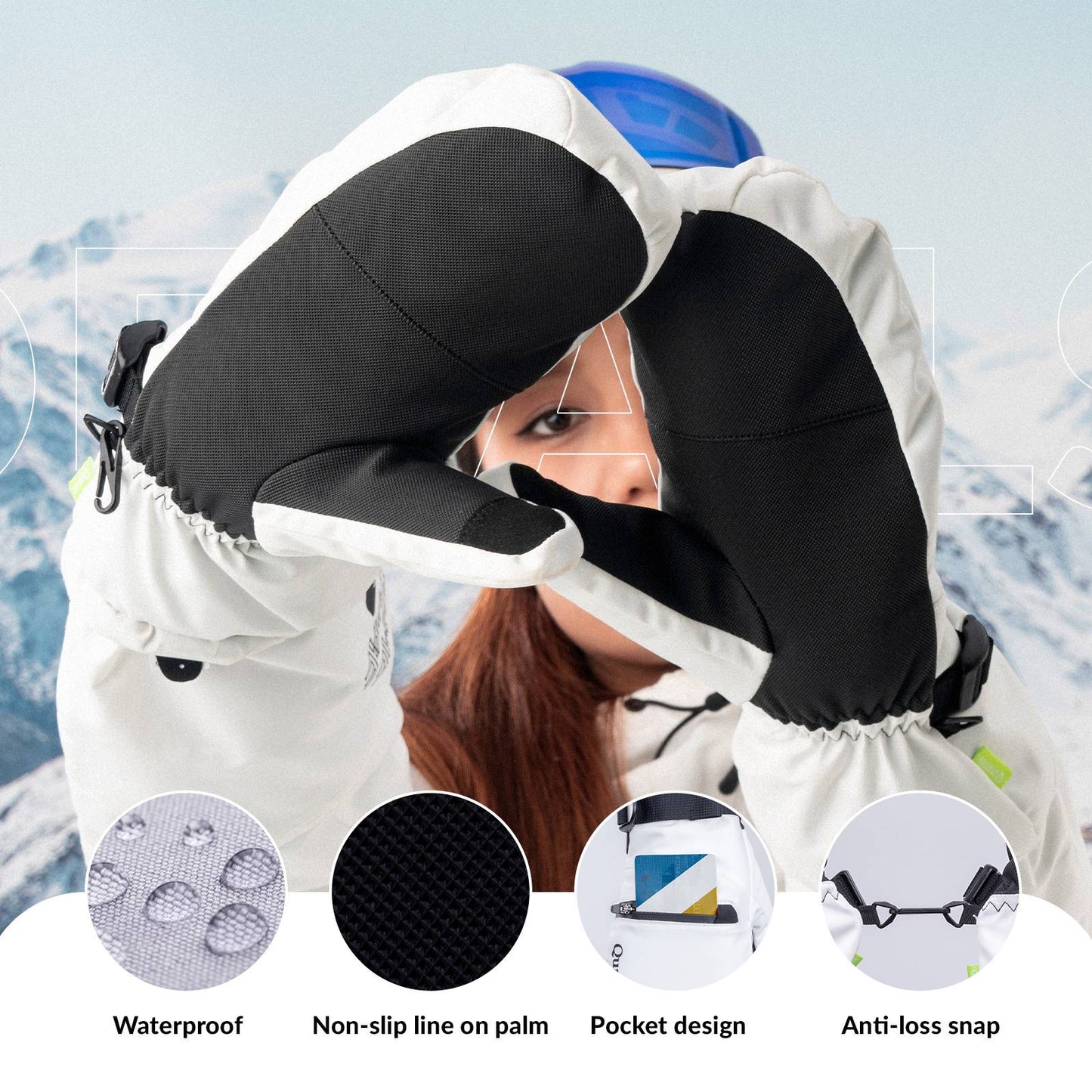 Qunature Wasserdichte Skihandschuhe XS-XL #Color_Wei?