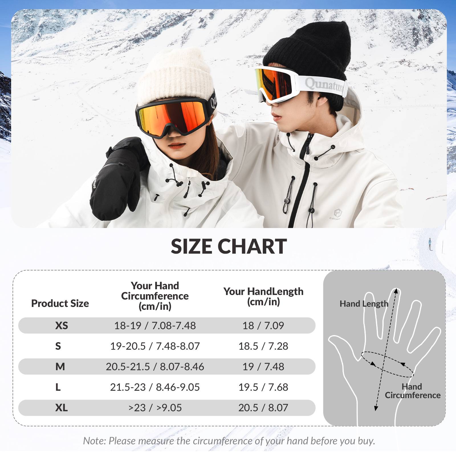 Qunature Wasserdichte Skihandschuhe XS-XL