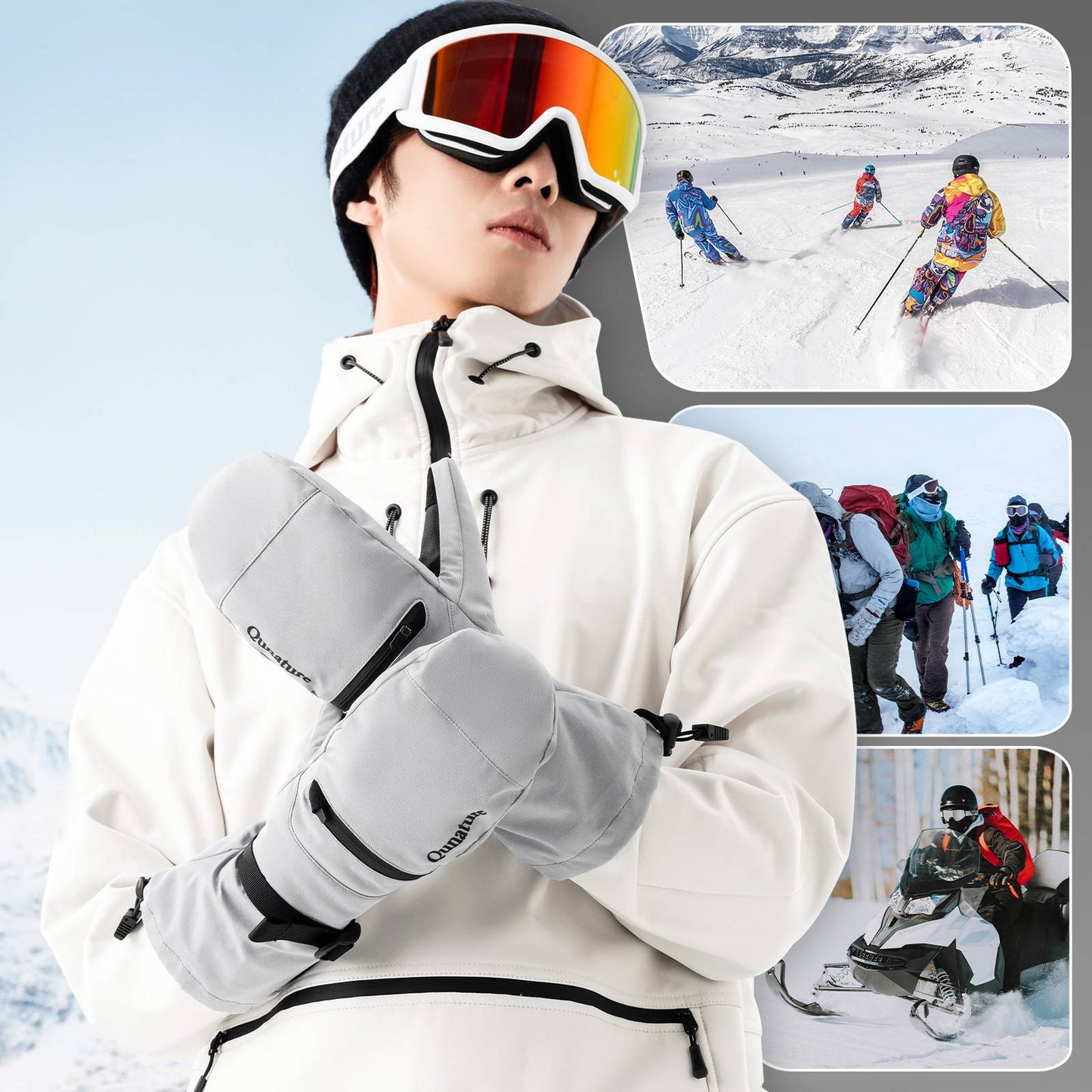 Qunature Wasserdichte Skihandschuhe XS-XL