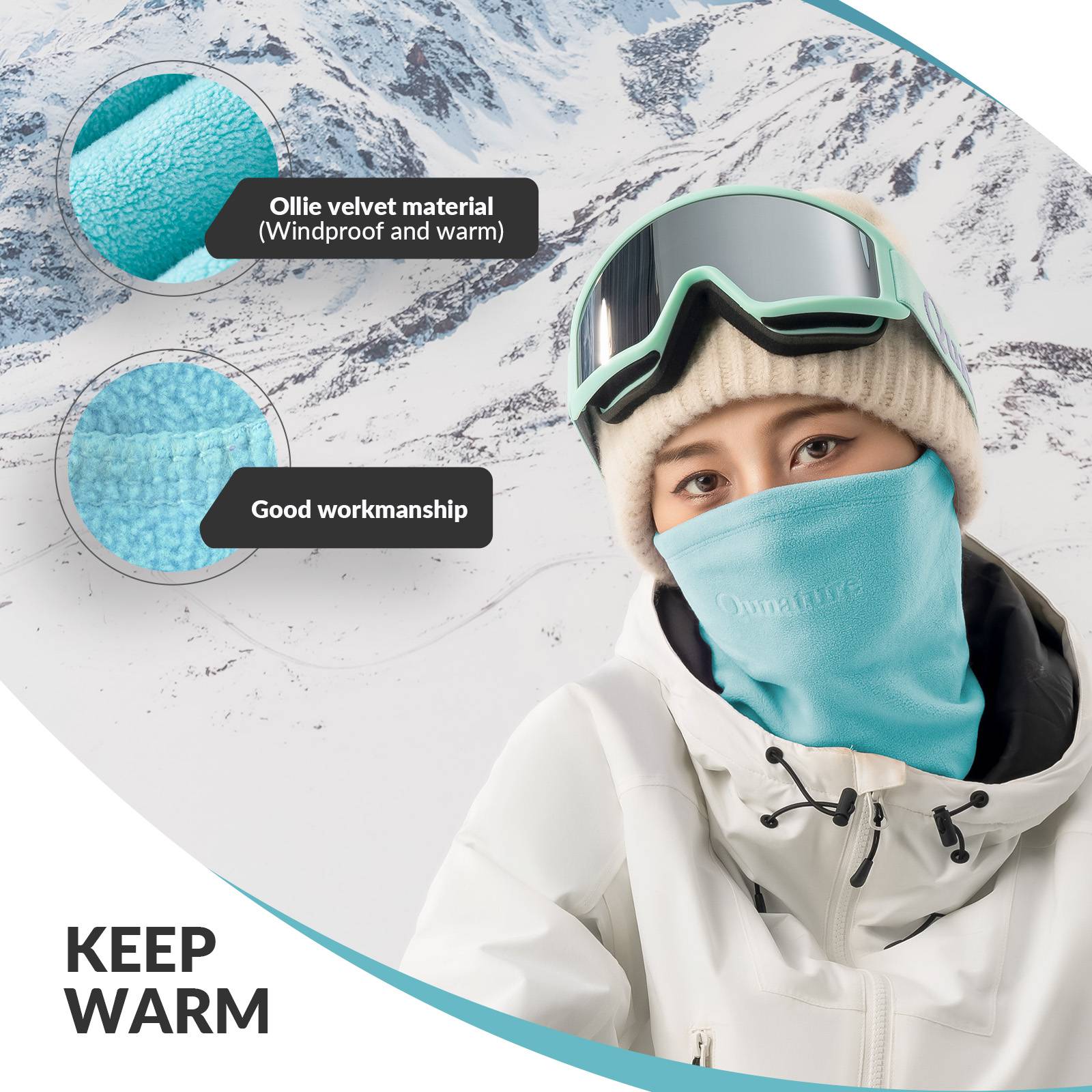 Qunature Winddichte Fleece Sturmhaube Balaclava Skimaske Warm #Color_Hellgr邦n