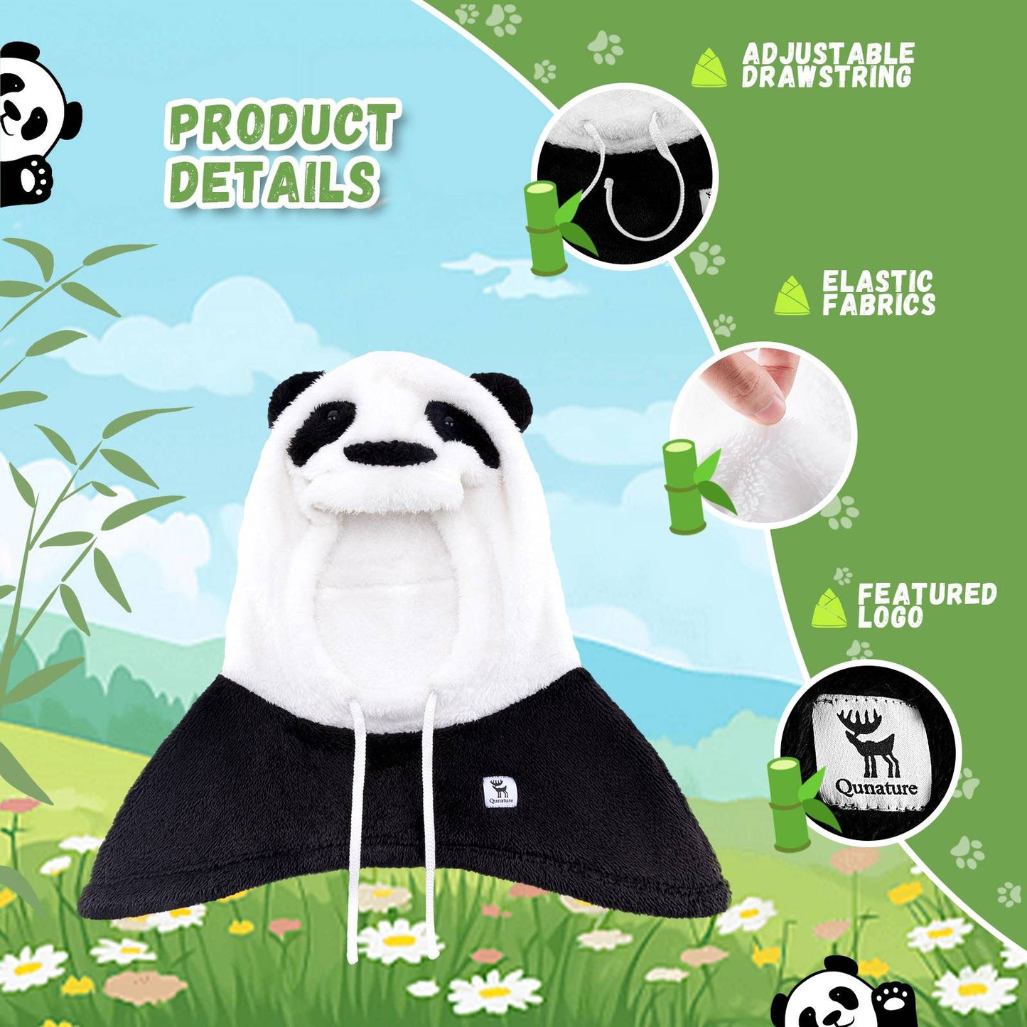Qunature Winddichte Panda-M邦tze f邦r Kinder/Jugendliche