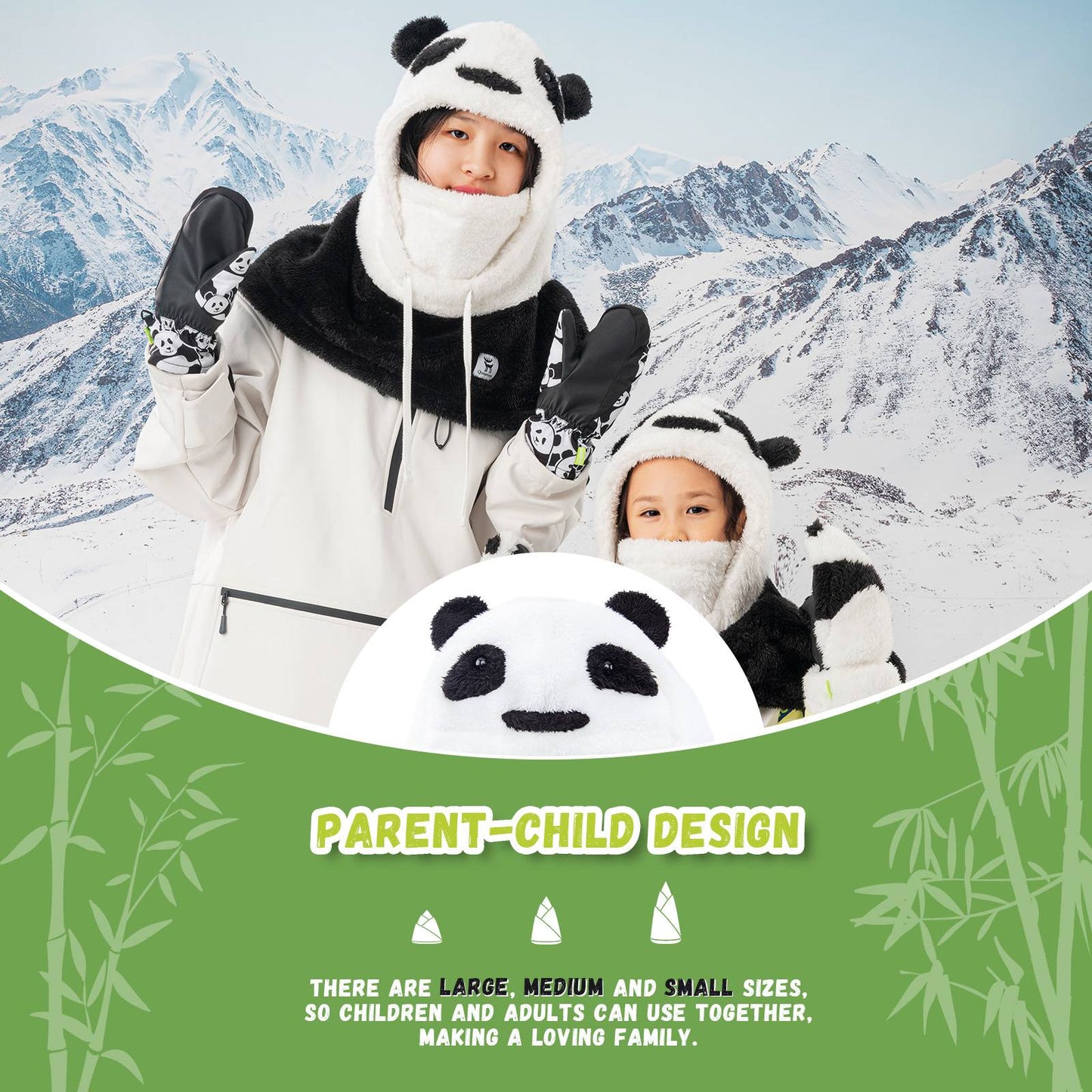 Qunature Winddichte Panda-M邦tze f邦r Kinder/Jugendliche