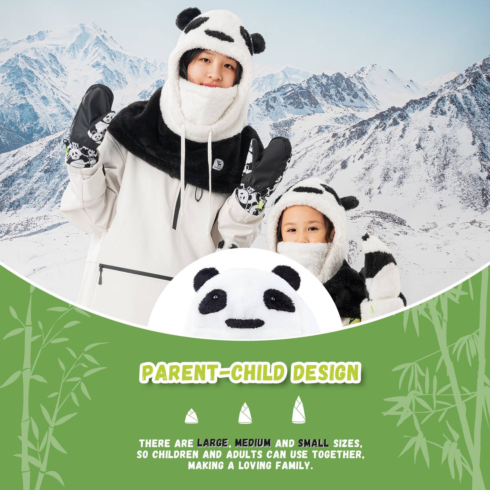 Qunature Winddichte Panda-M邦tze f邦r Kinder/Jugendliche