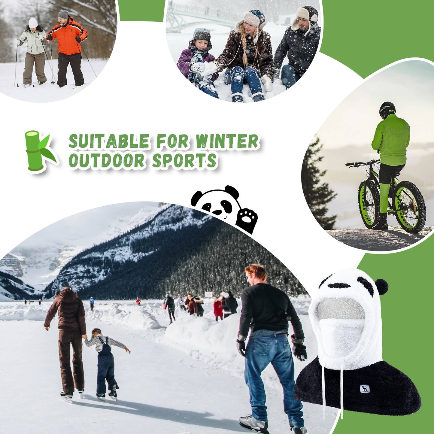 Qunature Winddichte Panda-M邦tze f邦r Kinder/Jugendliche