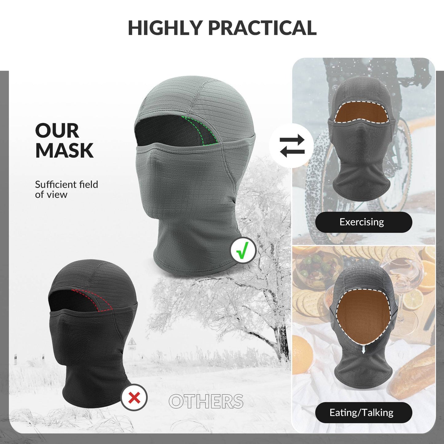 Qunature Winddichte Sturmhaube Herbst Winter Balaclava #Color_Grau