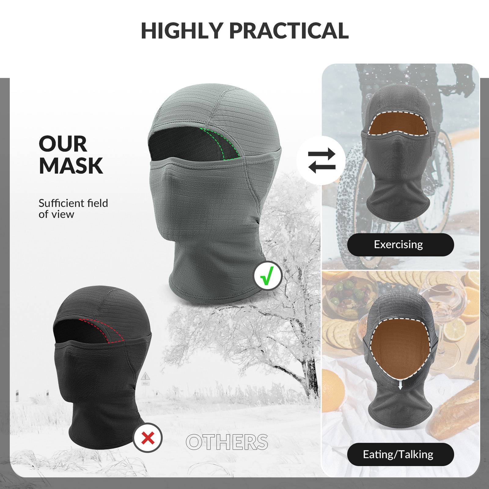 Qunature Winddichte Sturmhaube Herbst Winter Balaclava #Color_Grau