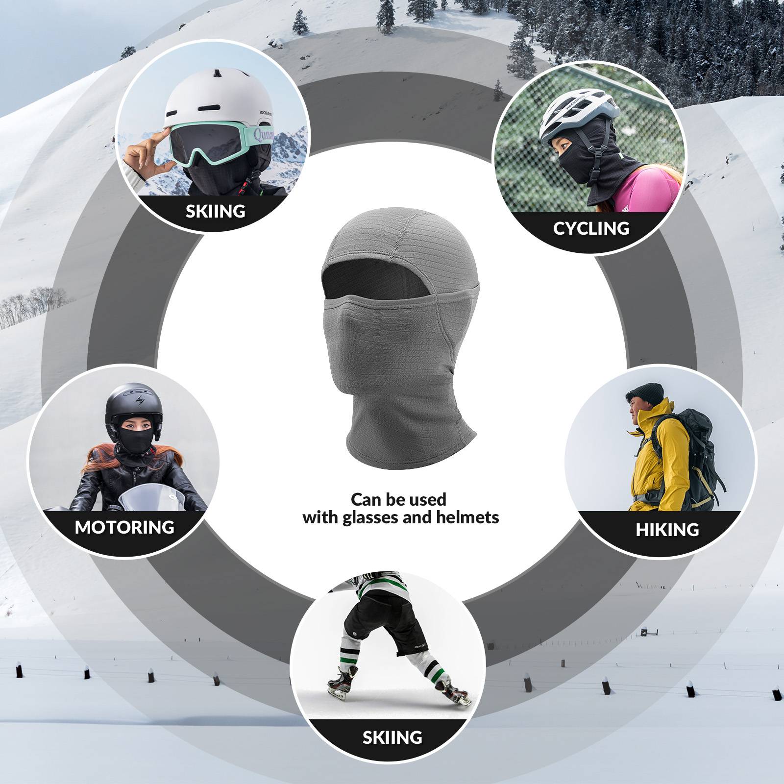 Qunature Winddichte Sturmhaube Herbst Winter Balaclava #Color_Grau