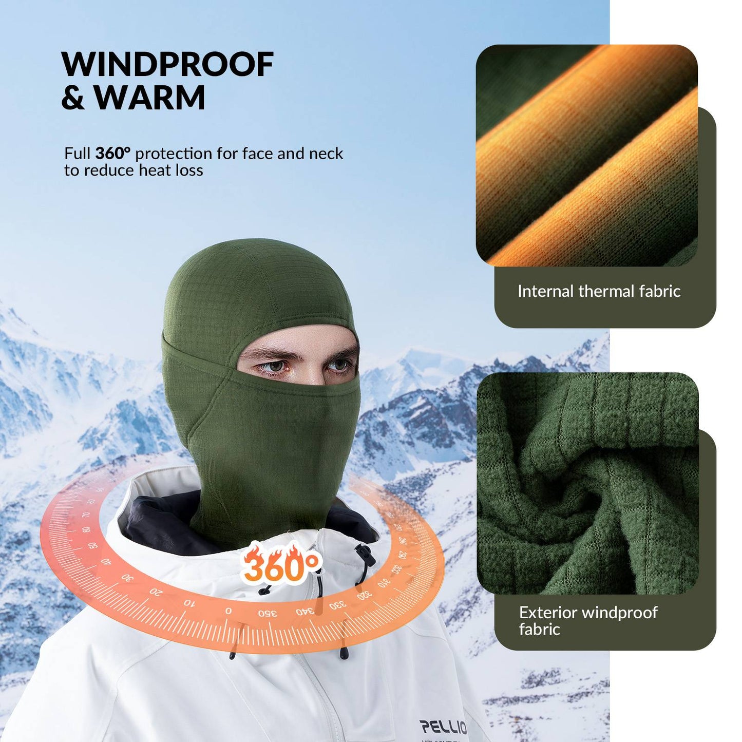 Qunature Winddichte Sturmhaube Herbst Winter Balaclava #Color_Milit?rgr邦n