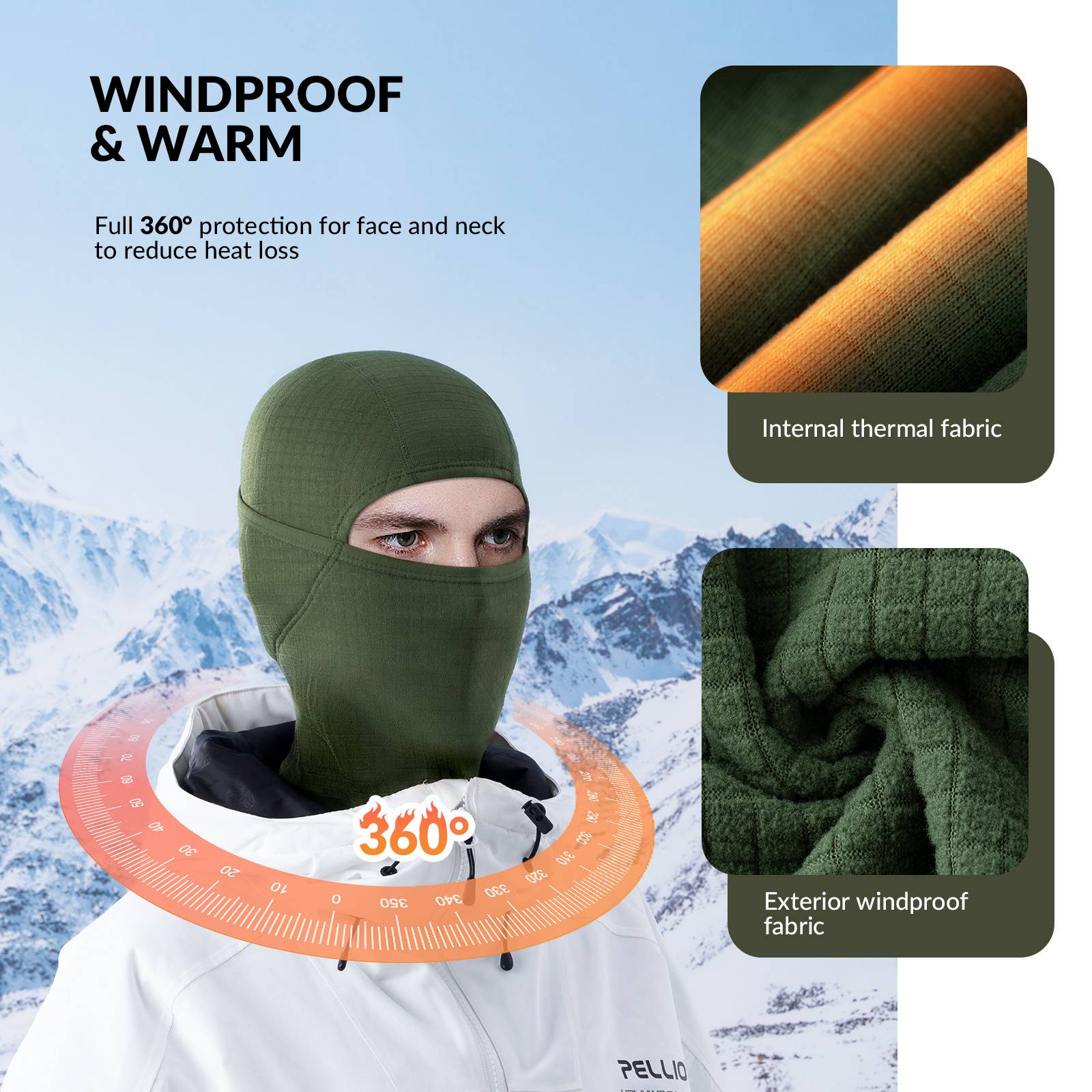 Qunature Winddichte Sturmhaube Herbst Winter Balaclava #Color_Milit?rgr邦n