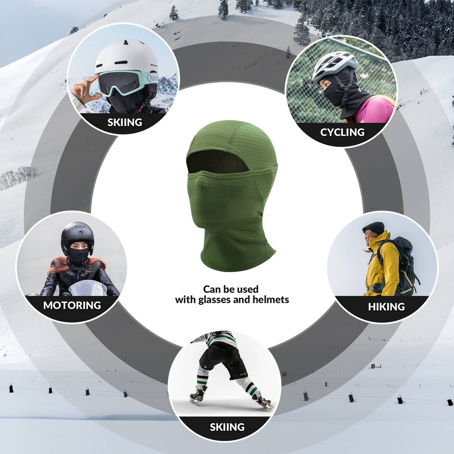 Qunature Winddichte Sturmhaube Herbst Winter Balaclava #Color_Milit?rgr邦n