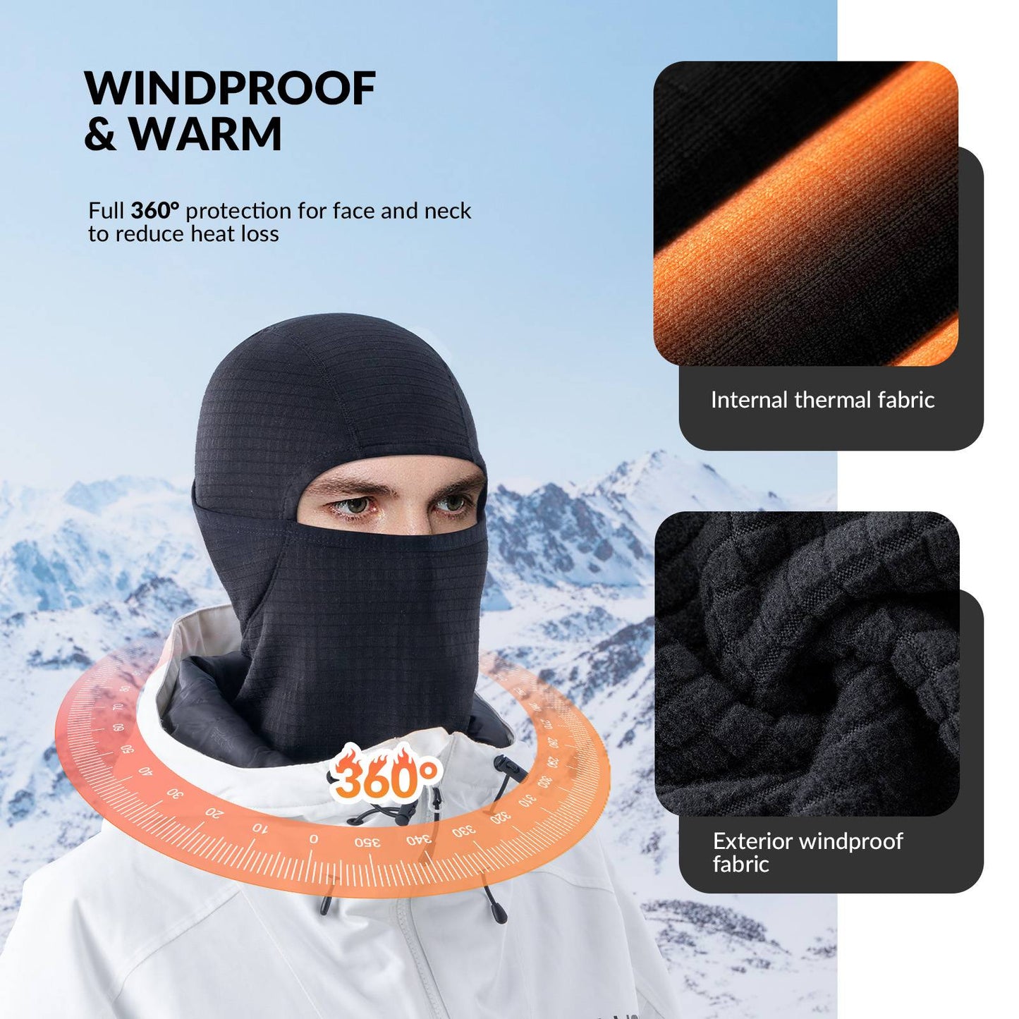 Qunature Winddichte Sturmhaube Herbst Winter Balaclava #Color_Schwarz