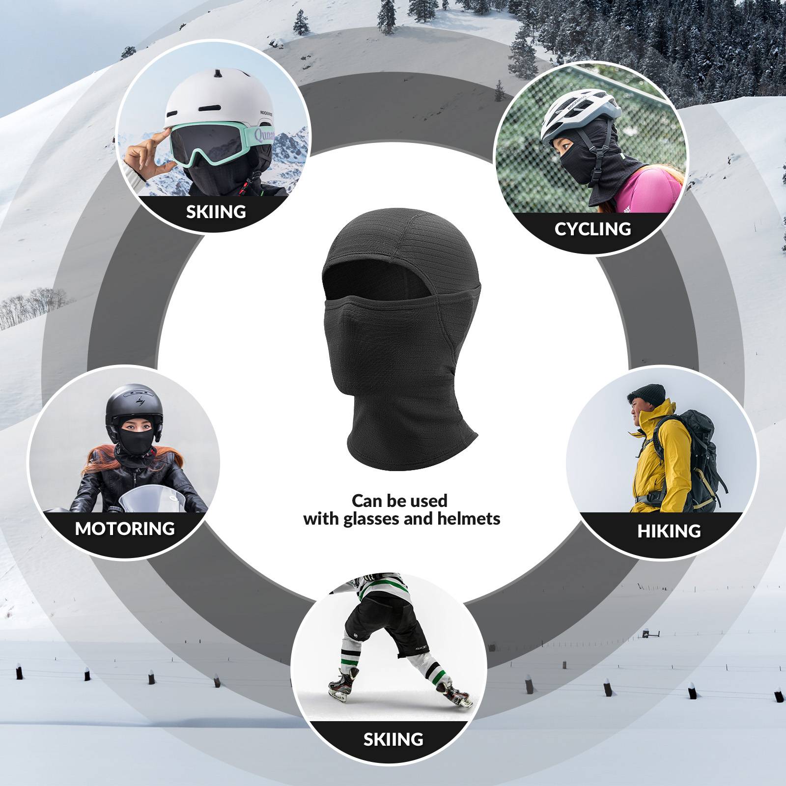 Qunature Winddichte Sturmhaube Herbst Winter Balaclava #Color_Schwarz