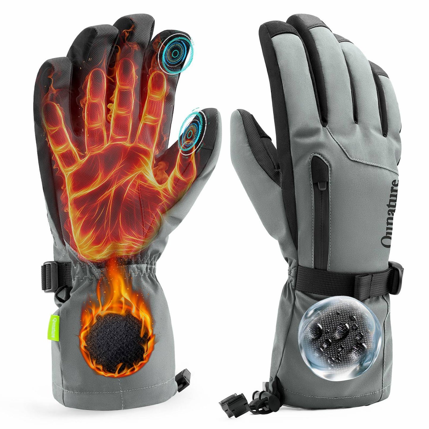 Qunature Winddichte Winterhandschuhe Ski/Fahrrad #Color_Grau