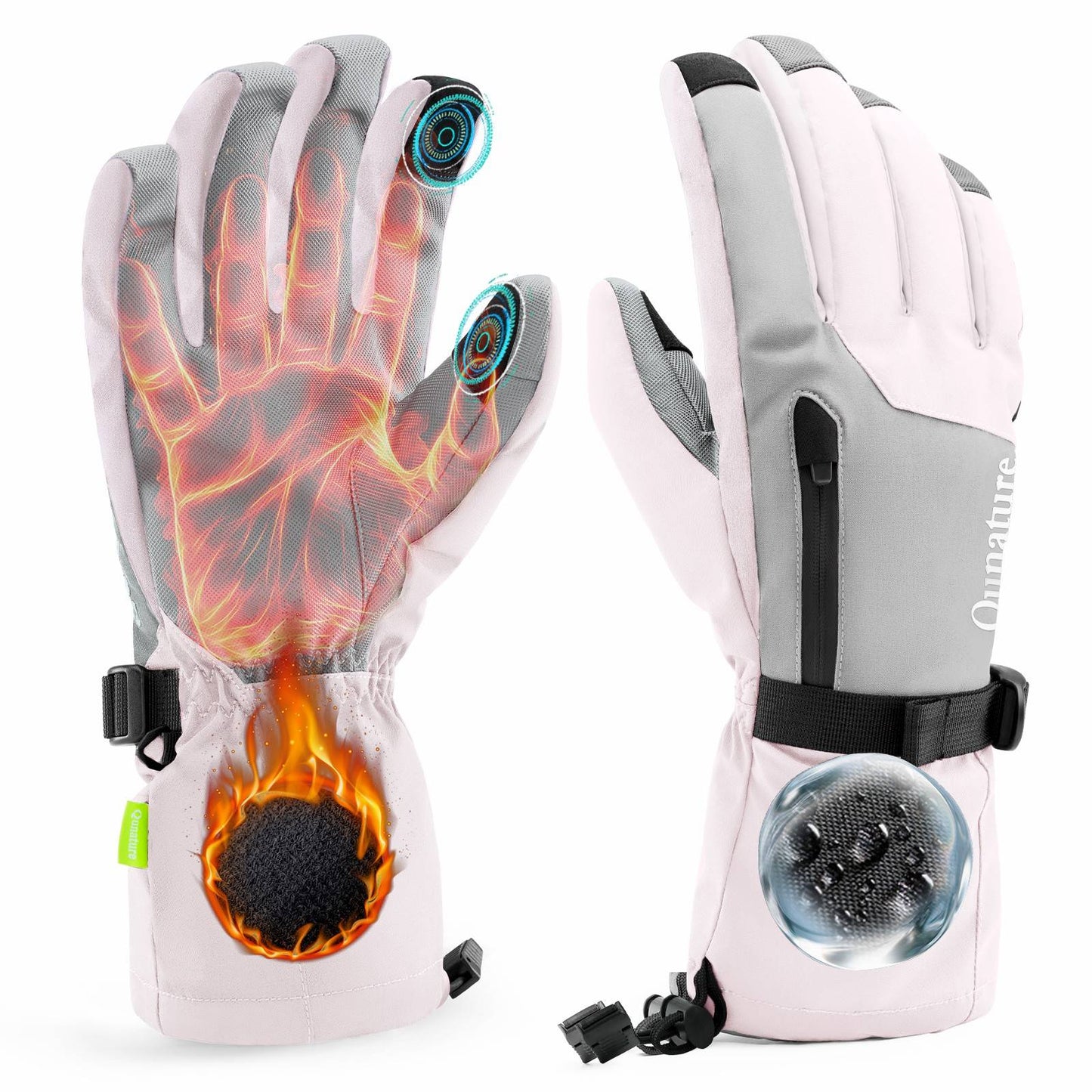 Qunature Winddichte Winterhandschuhe Ski/Fahrrad #Color_Rosa