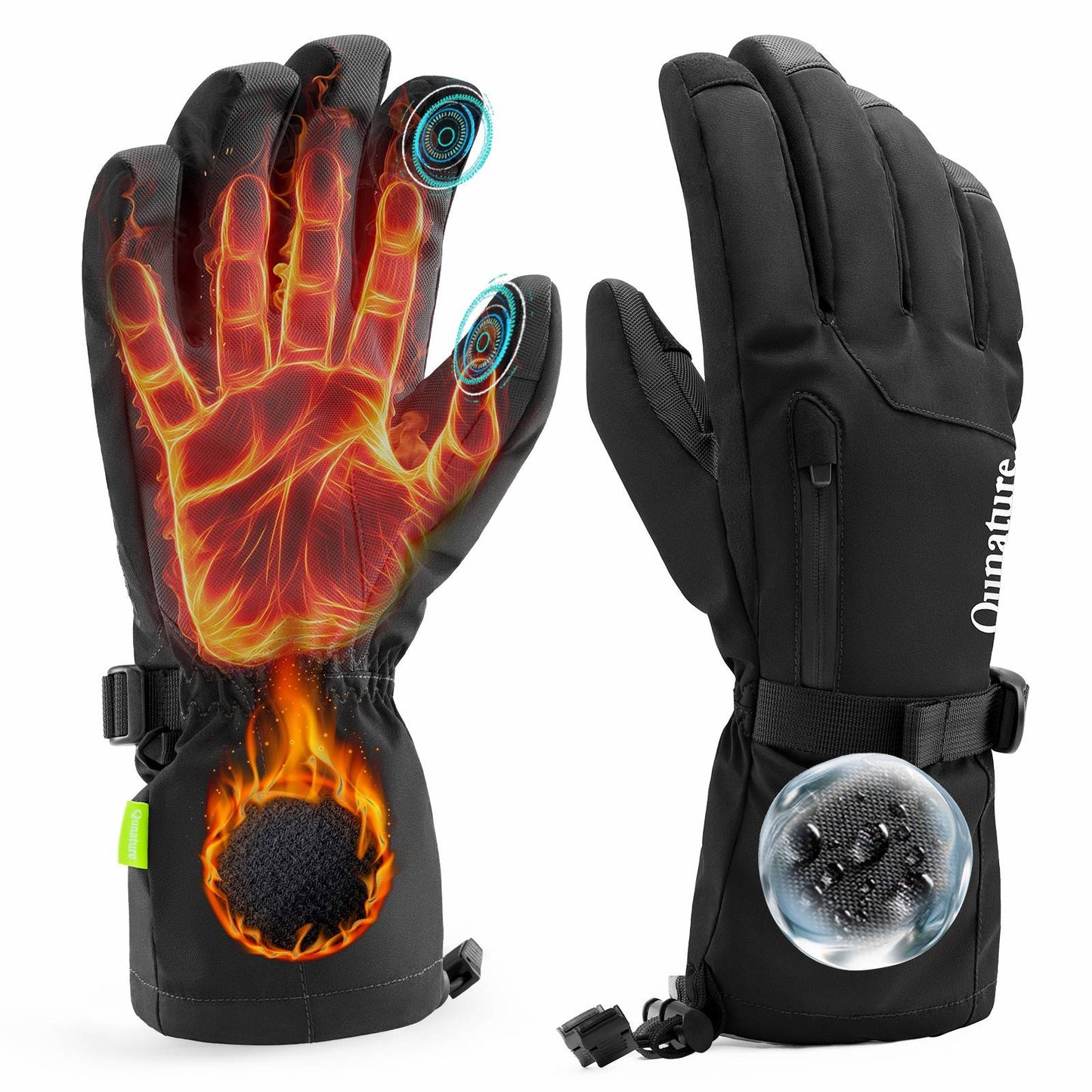 Qunature Winddichte Winterhandschuhe Ski/Fahrrad #Color_Schwarz