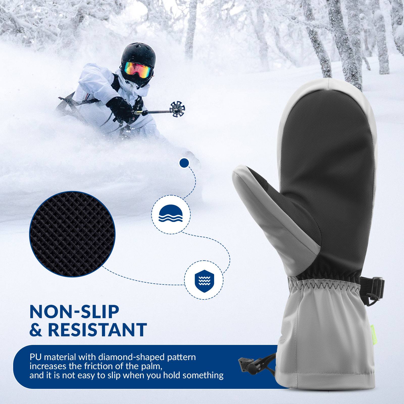 Qunature Winter Skihandschuhe f邦r Herren & Damen #Color_Grau