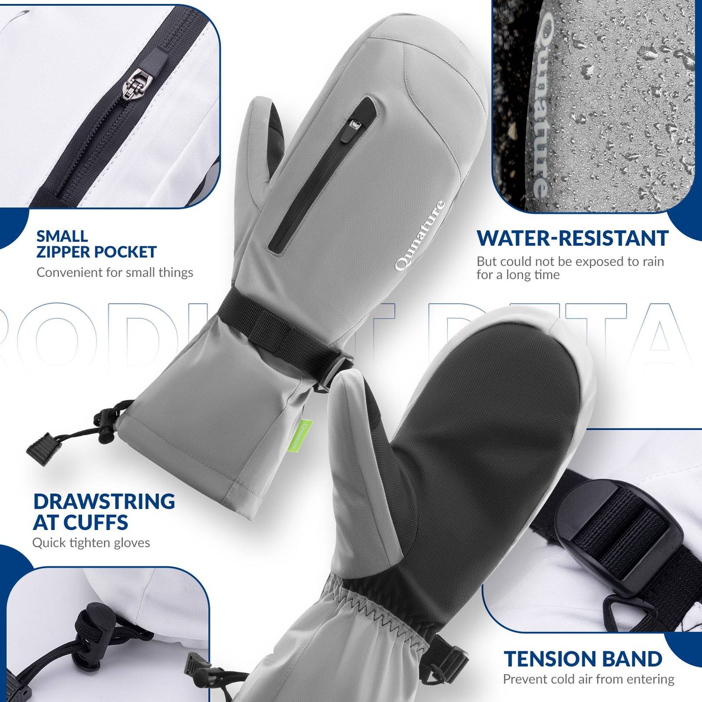 Qunature Winter Skihandschuhe f邦r Herren & Damen #Color_Grau