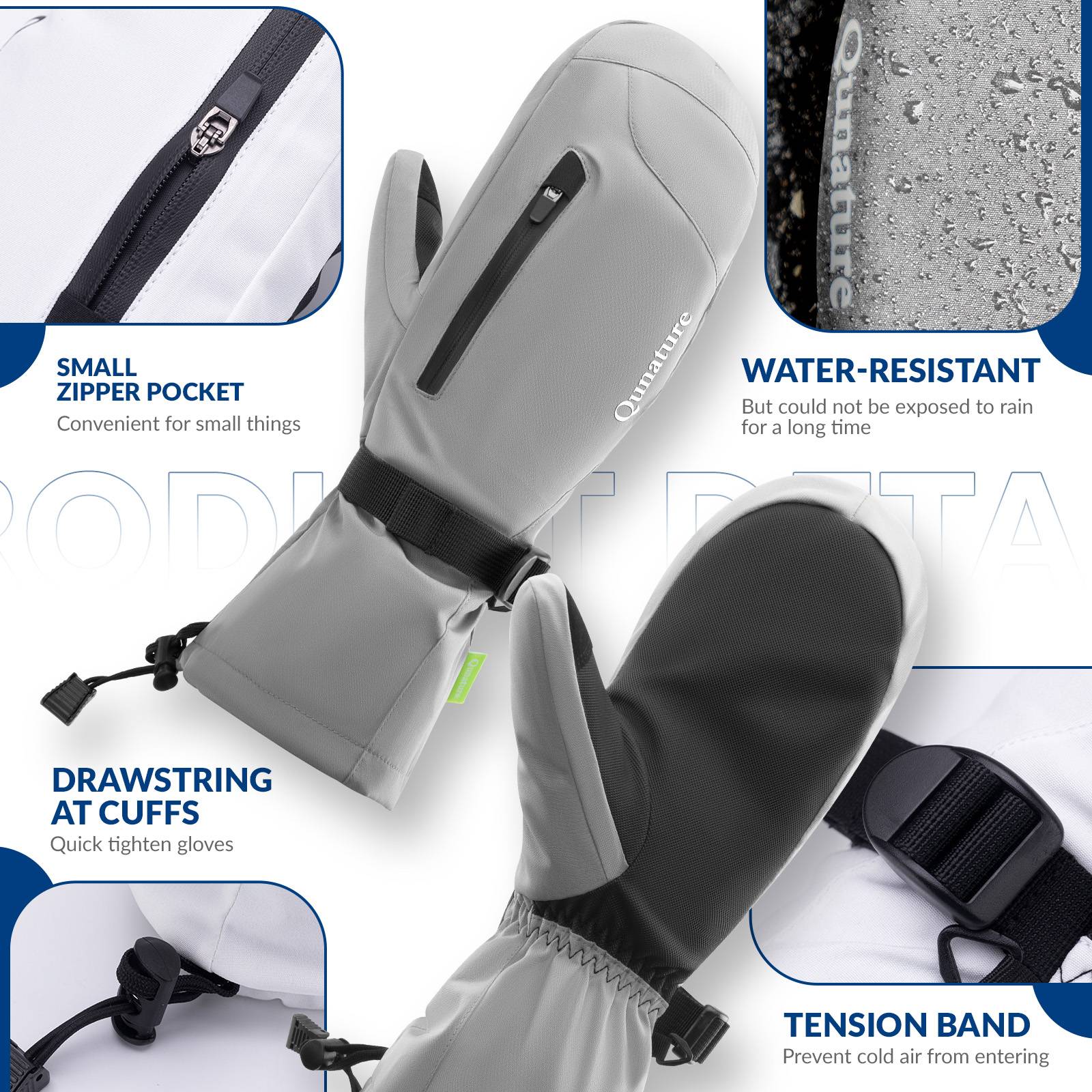 Qunature Winter Skihandschuhe f邦r Herren & Damen #Color_Grau