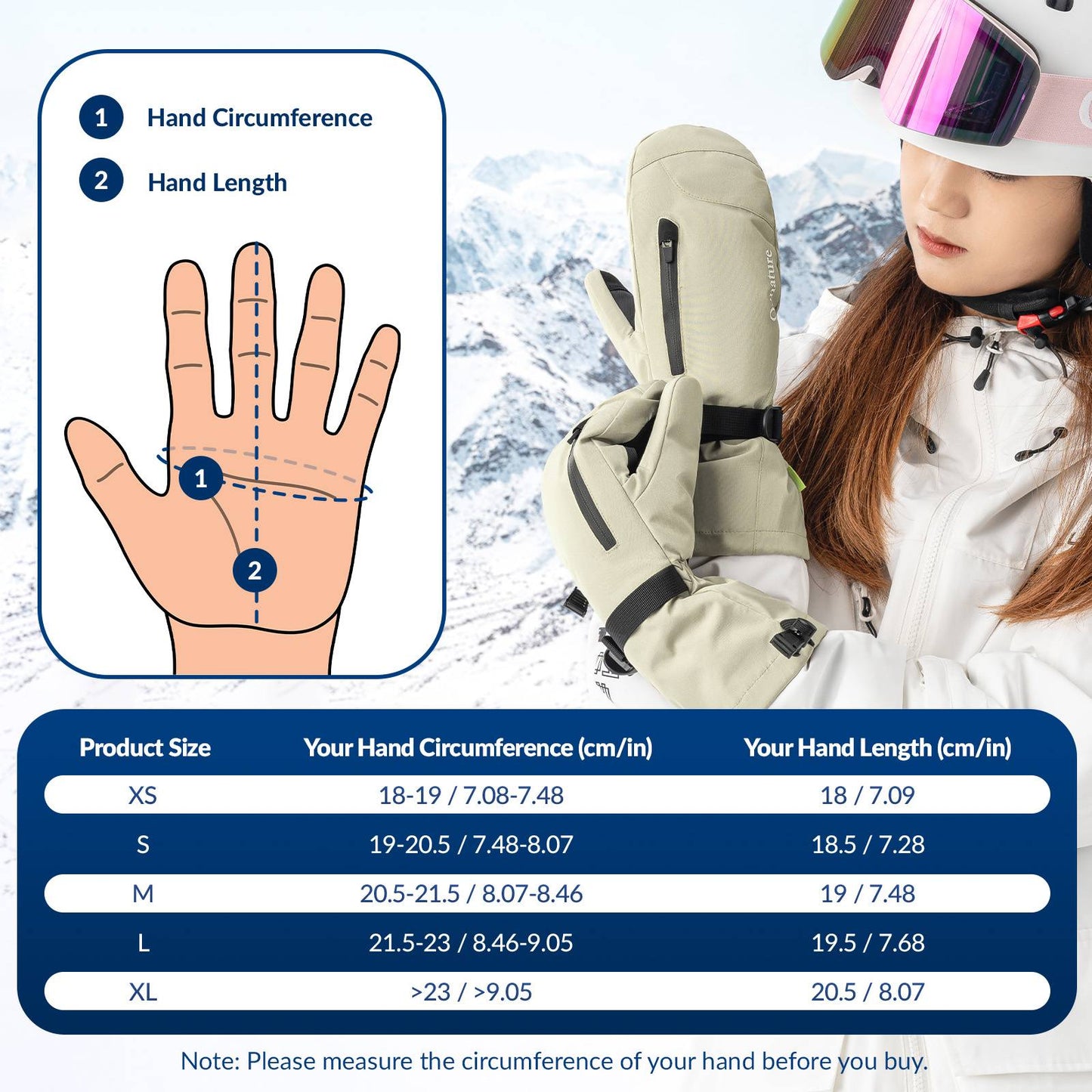 Qunature Winter Skihandschuhe f邦r Herren & Damen #Color_Kamel