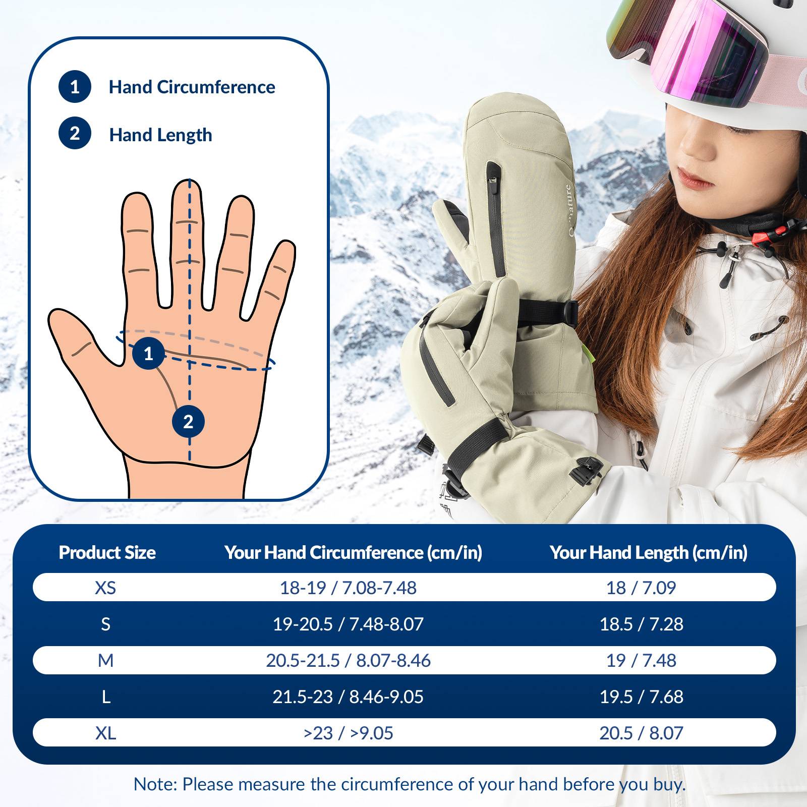 Qunature Winter Skihandschuhe f邦r Herren & Damen #Color_Kamel
