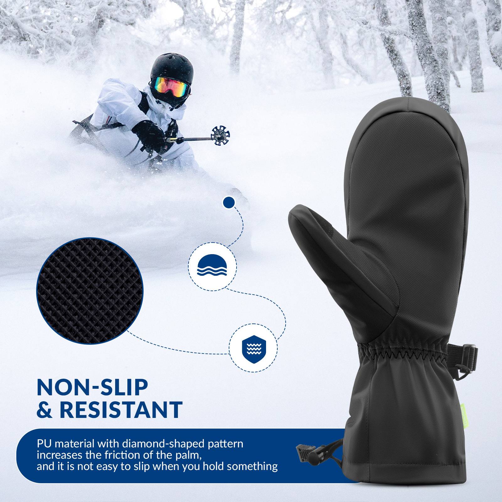 Qunature Winter Skihandschuhe f邦r Herren & Damen #Color_Schwarz