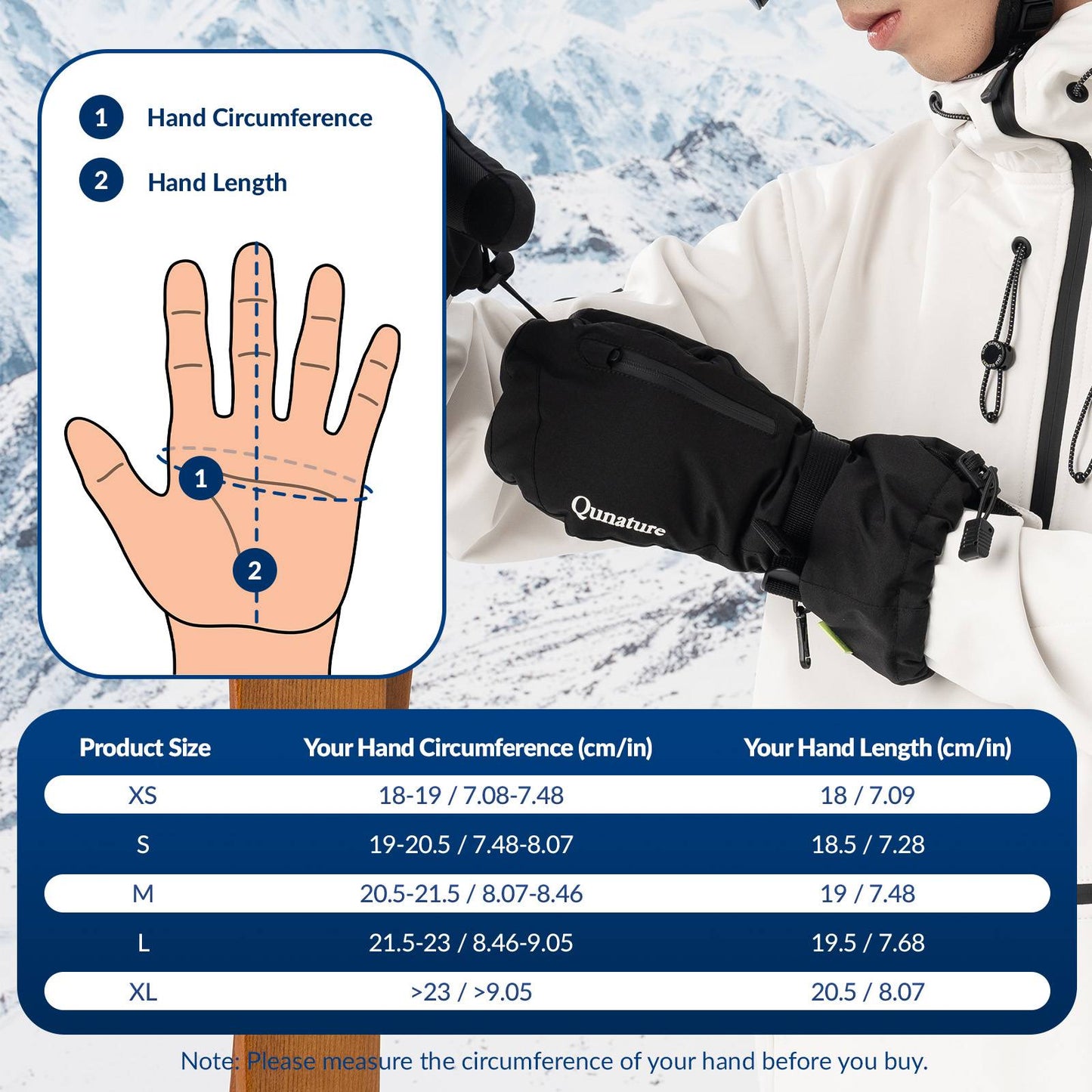 Qunature Winter Skihandschuhe f邦r Herren & Damen #Color_Schwarz