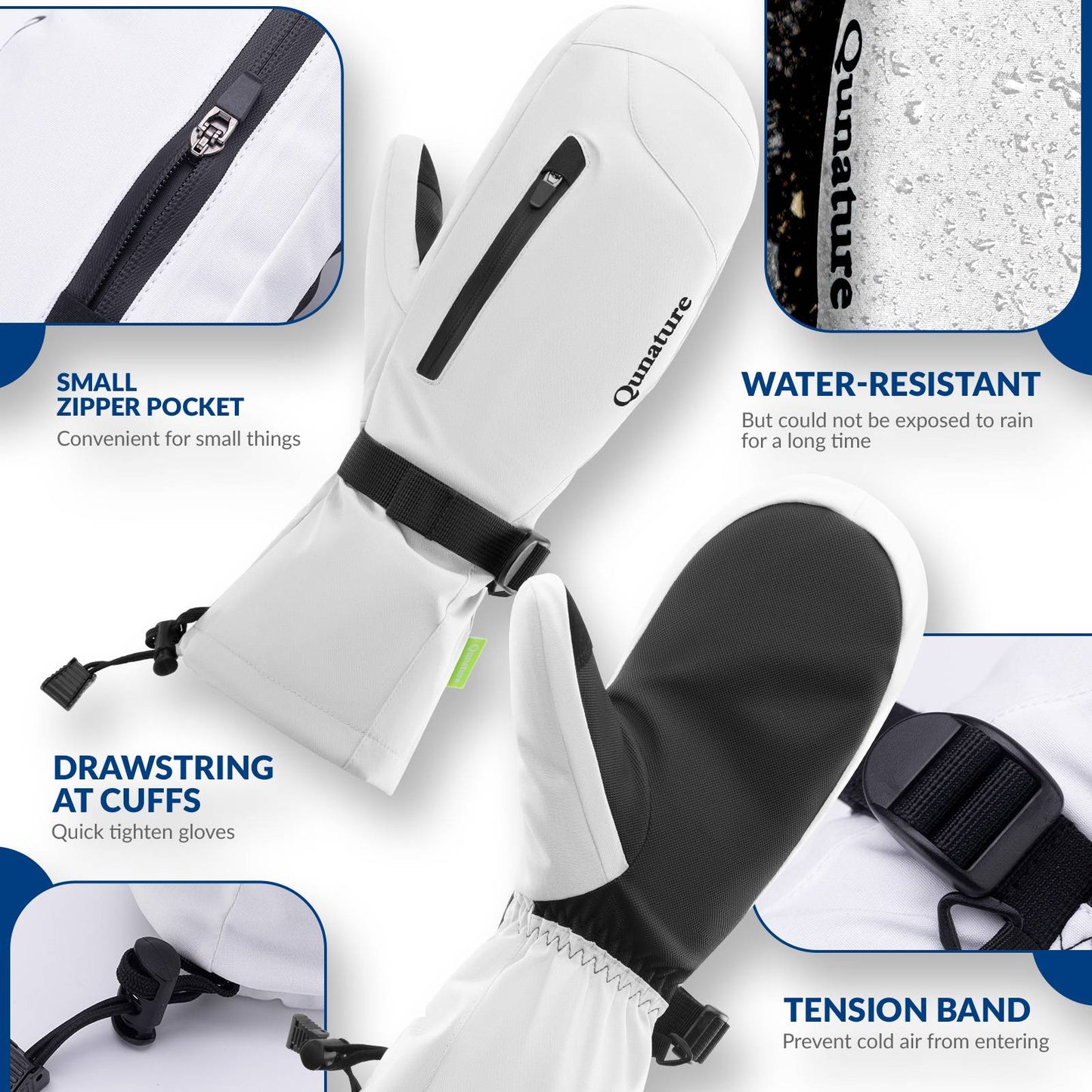 Qunature Winter Skihandschuhe f邦r Herren & Damen #Color_Wei?