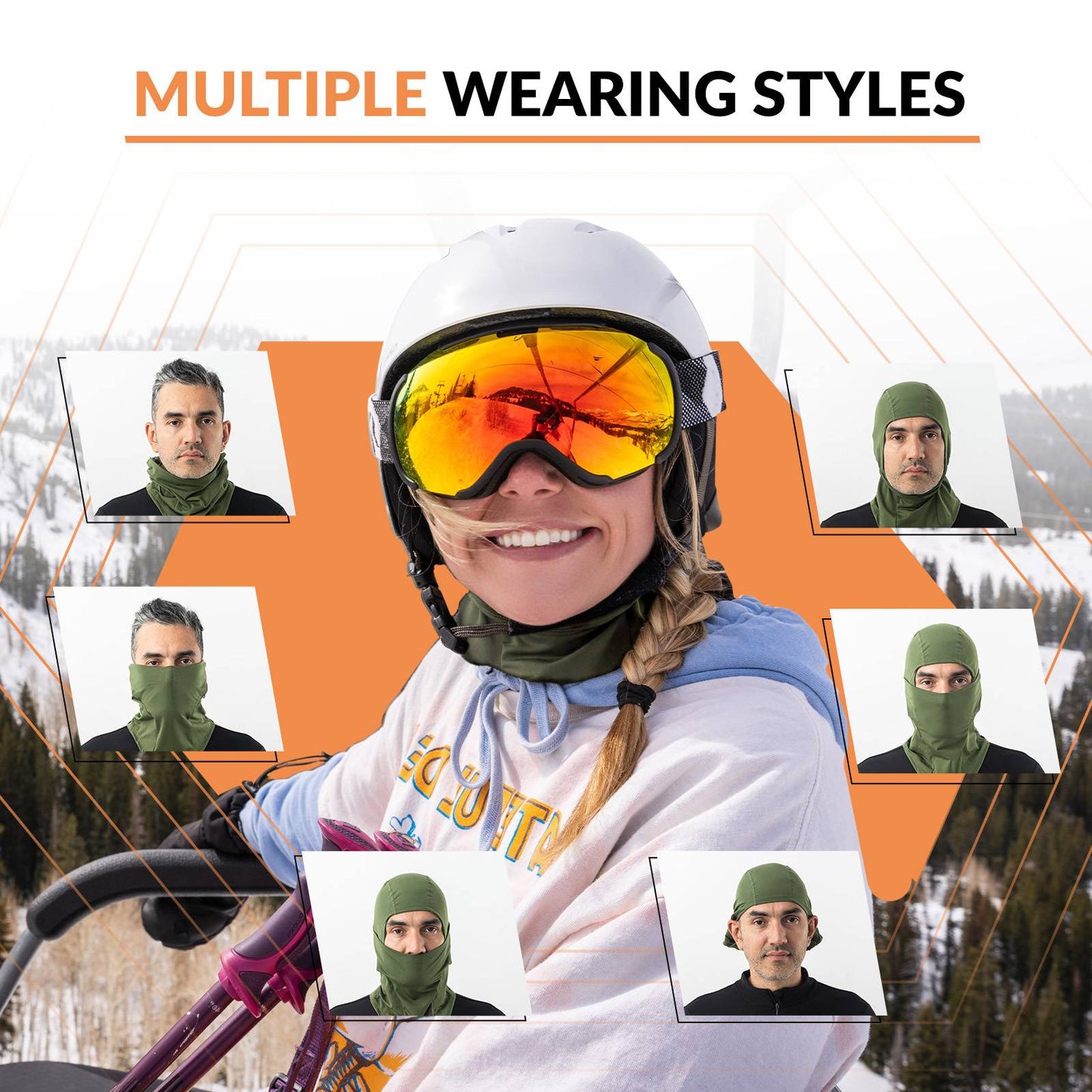 Qunature Winter Sturmhaube & Halsw?rmer #Color_Milit?rgr邦n