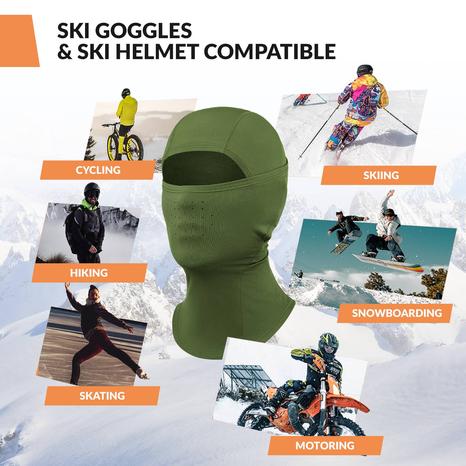 Qunature Winter Sturmhaube & Halsw?rmer #Color_Milit?rgr邦n