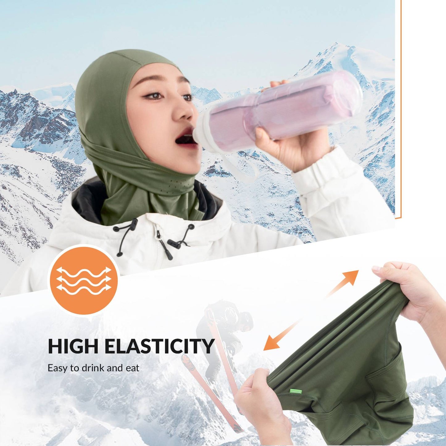 Qunature Winter Sturmhaube & Halsw?rmer #Color_Milit?rgr邦n