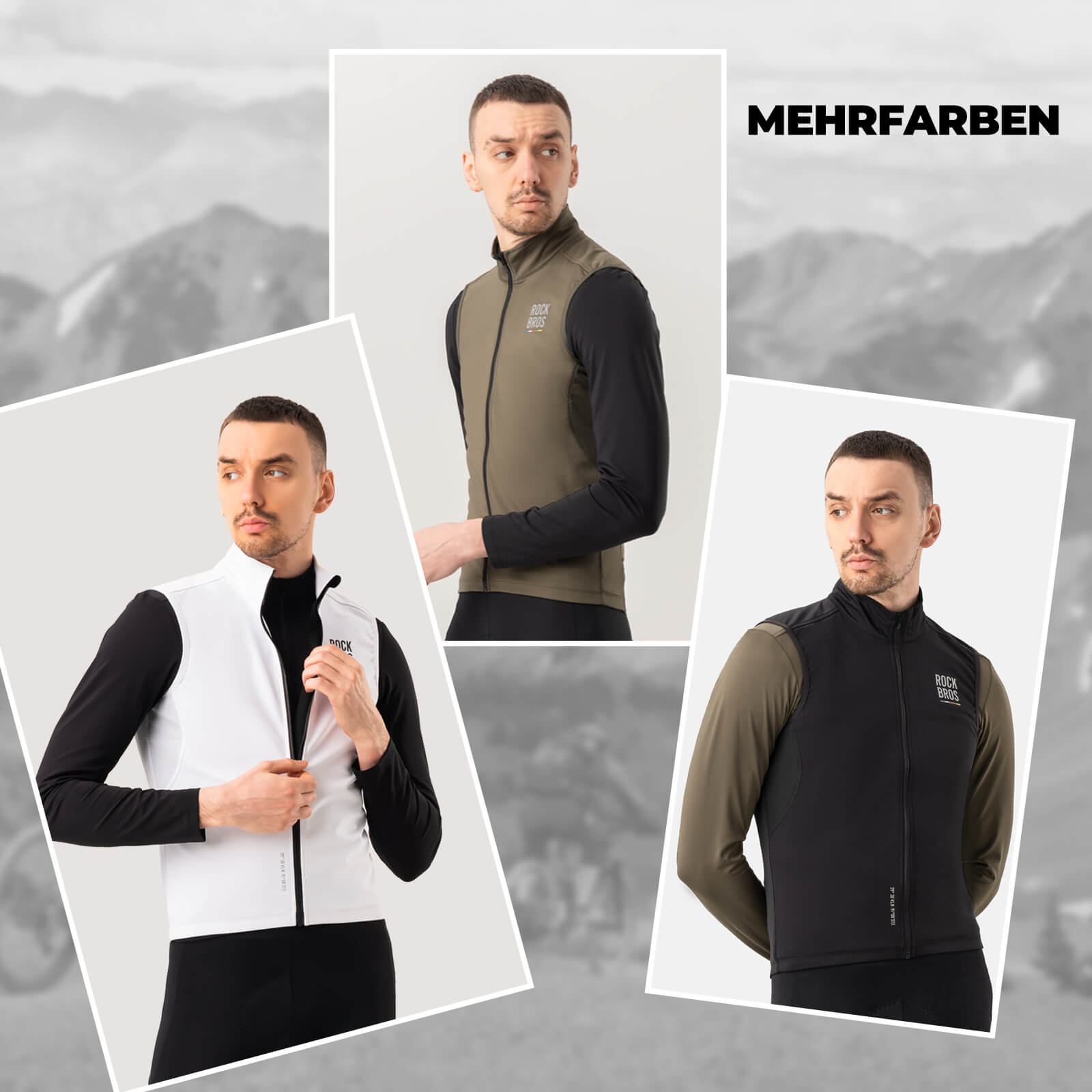 ROAD TO SKY Herren Fahrradjacke Ärmellose Weste Laufweste Atmungsaktiv