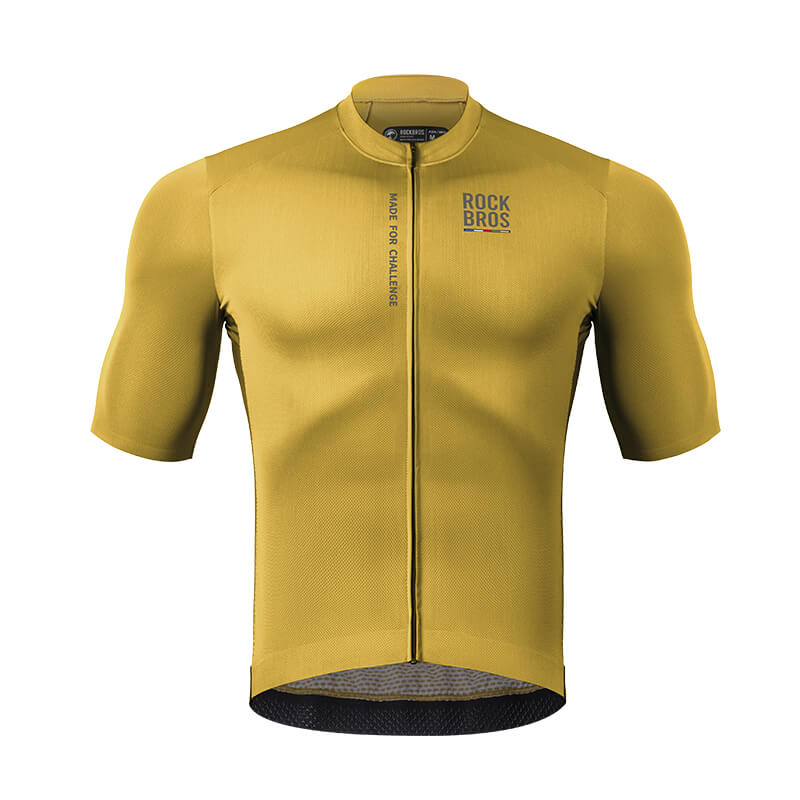 ROAD TO SKY Herren Kurzarm-Radtrikot Jersey für MTB & Rennrad-Gelb