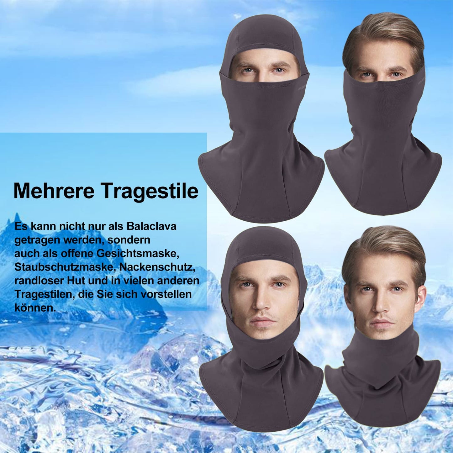 ROCKBROS Sturmhaube Herbst Winter Balaclava für Outdoorsports Unisex Zementgrau