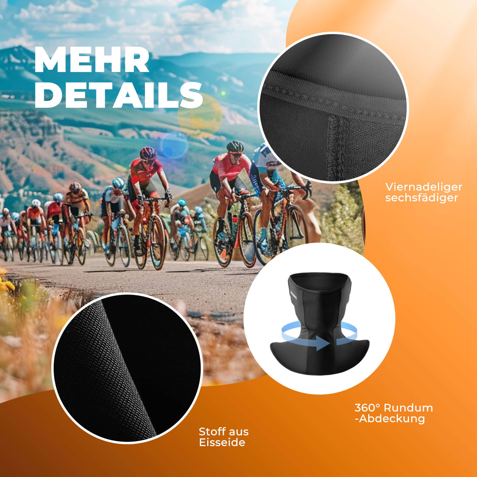 ROCKBROS Halbe Balaclava für Radfahren, ideal für Outdoor-Aktivitäten in Schwarz