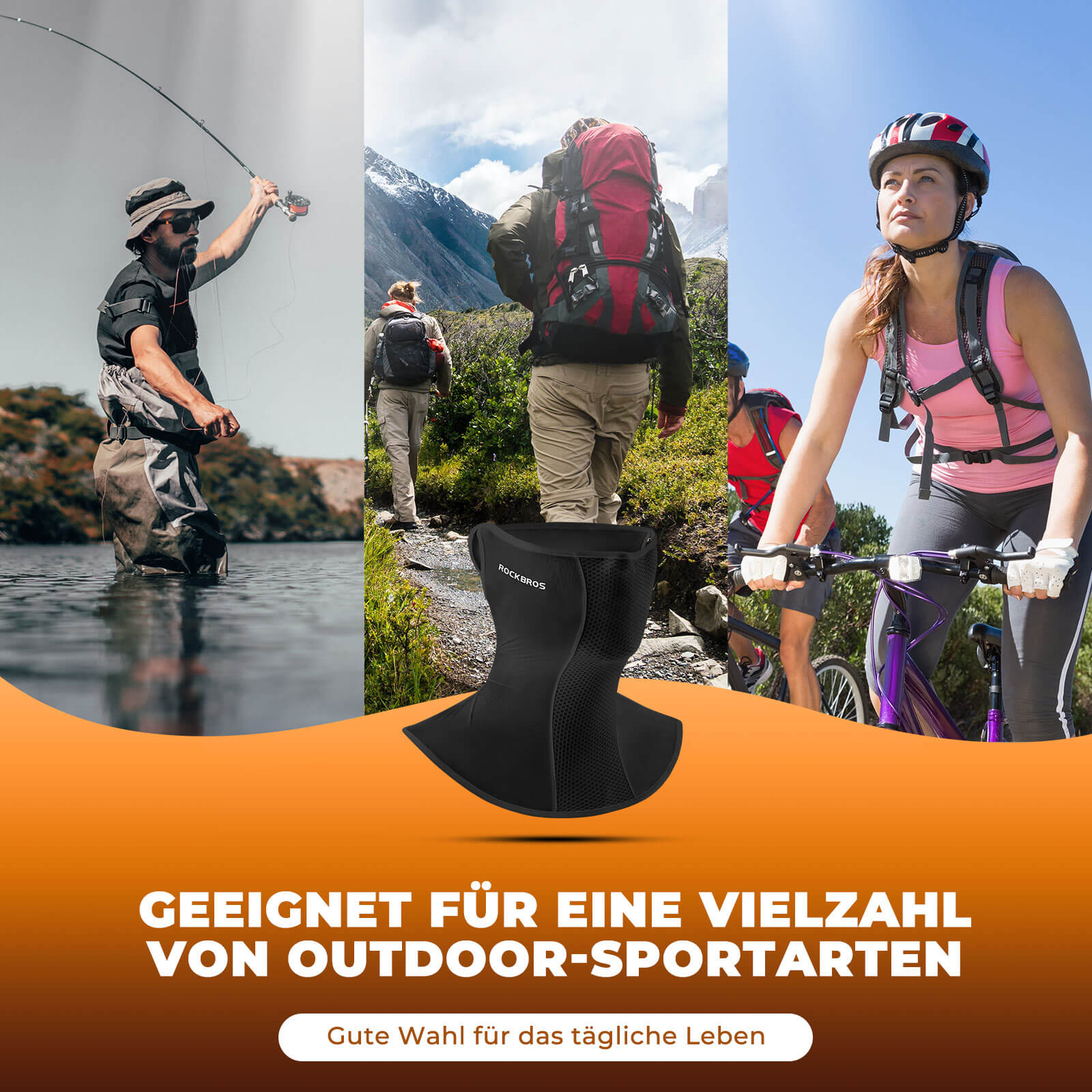 ROCKBROS Halbe Balaclava für Radfahren, ideal für Outdoor-Aktivitäten in Schwarz
