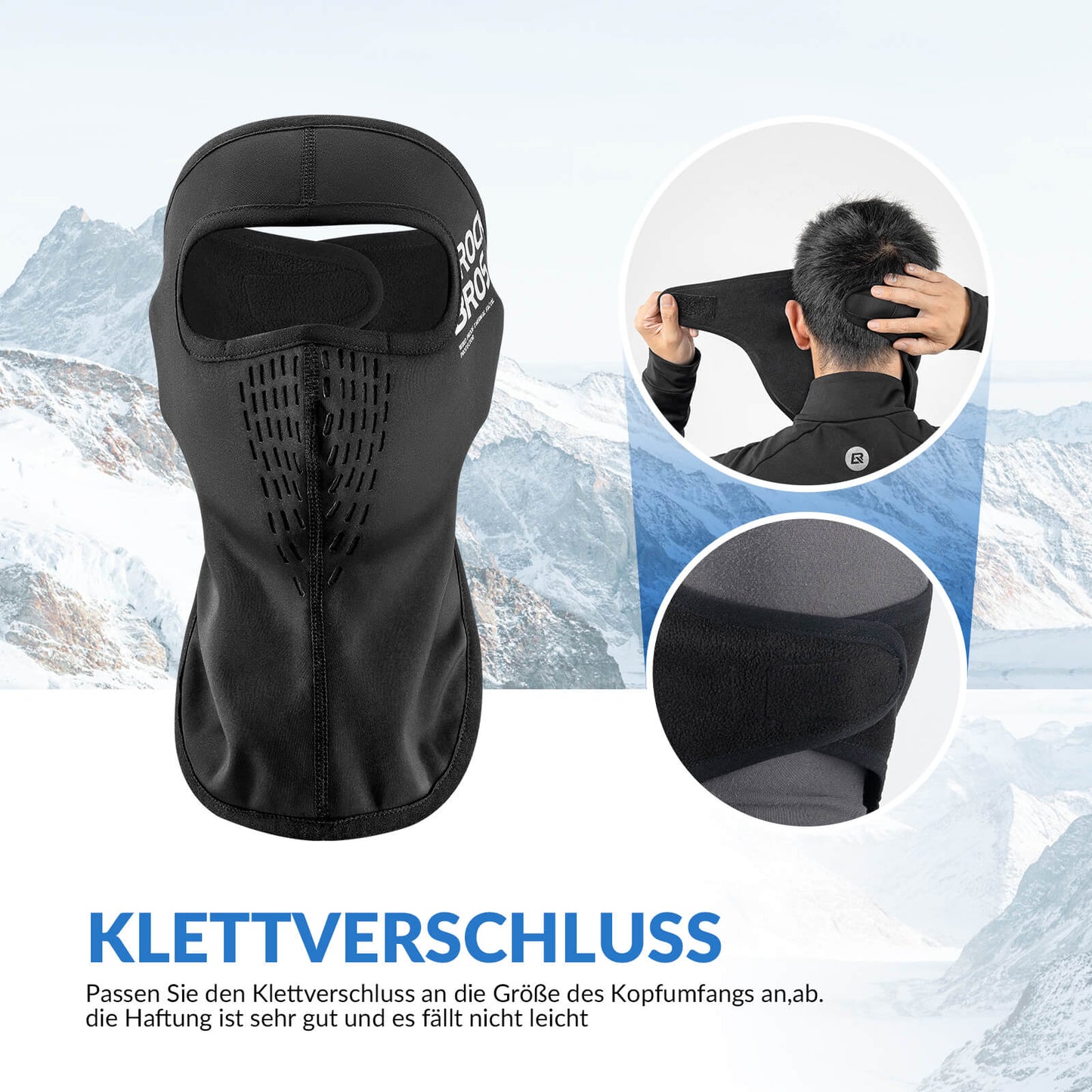 ROCKBROS Sturmhaube Atmungsaktive Winddichte Kopfhaube für Tragekomfort und Haarschutz