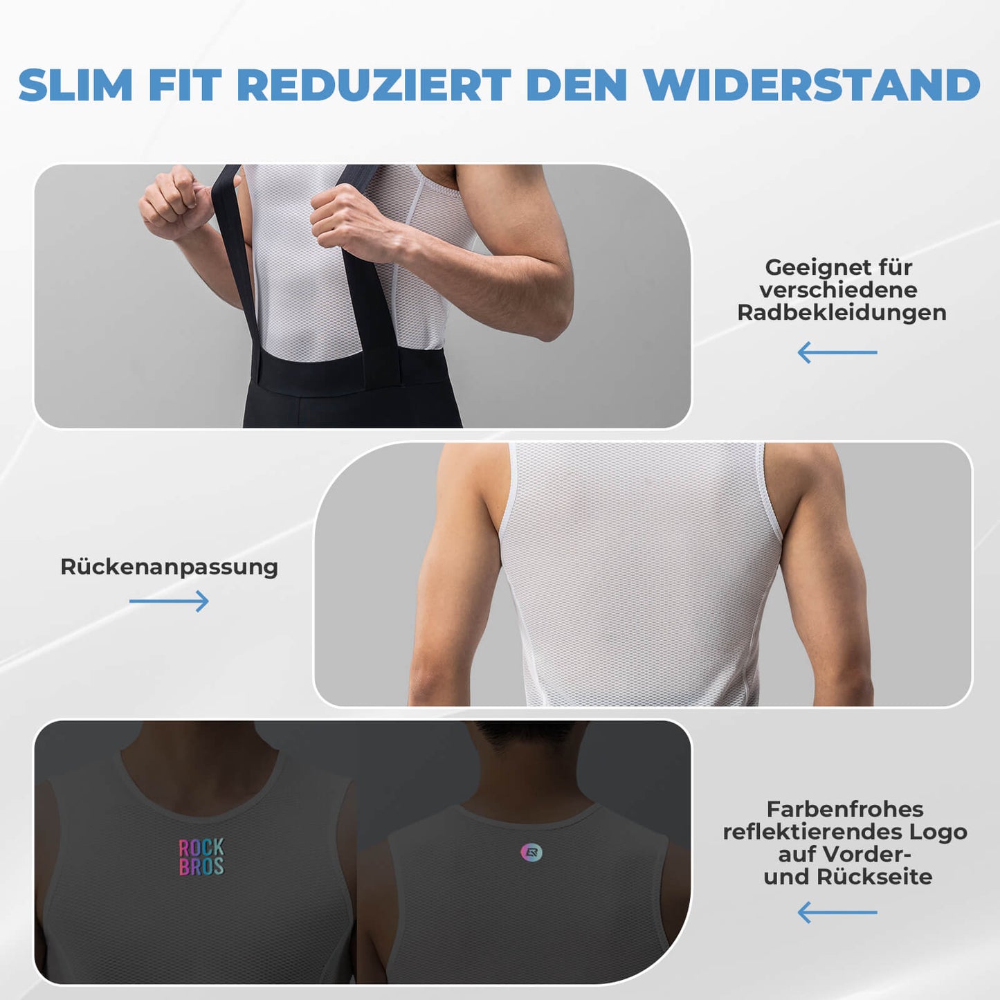 ROCKBROS Ärmellos Unterwäsche Unterhemd Fahrradtrikot Atmungsaktiv Schnelltrocknend