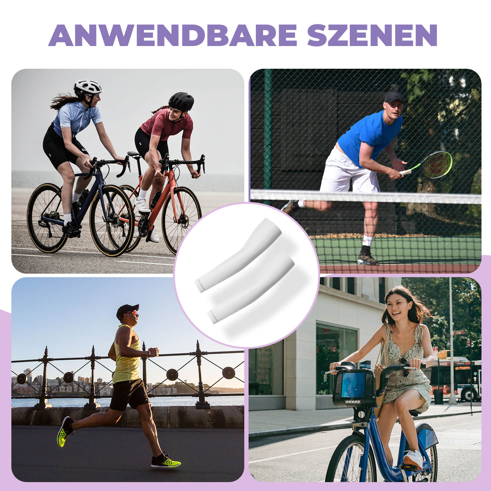 ROCKBROS Armlinge Arm Sleeve Sonnenschutz Kühles Gefühl Schnelltrocknend - Weiß