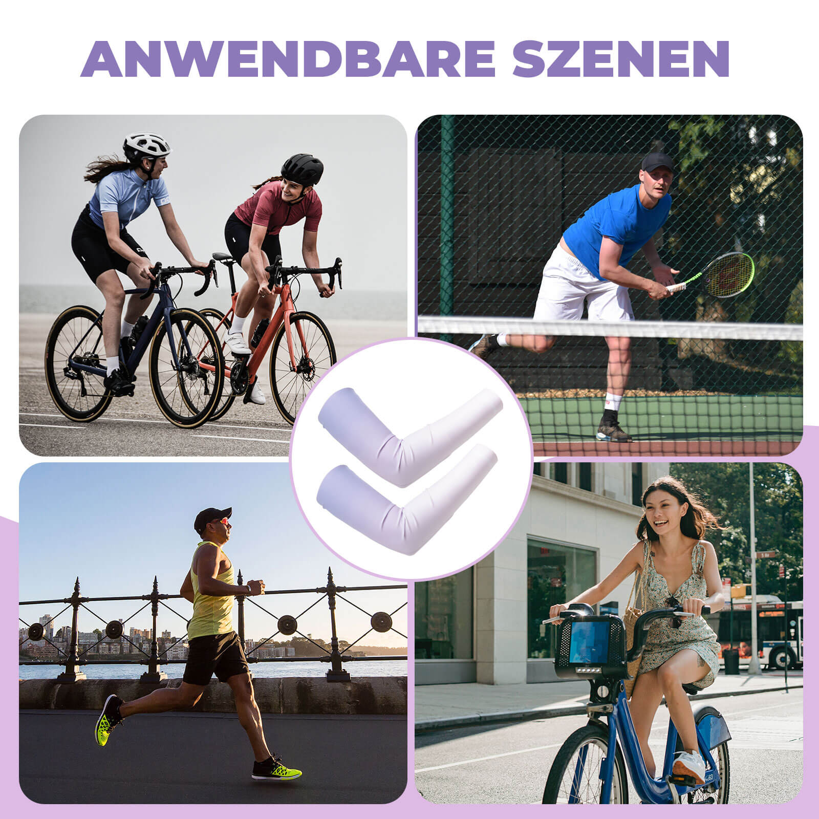 ROCKBROS Armlinge Arm Sleeve Sonnenschutz Kühles Gefühl Schnelltrocknend - Lila