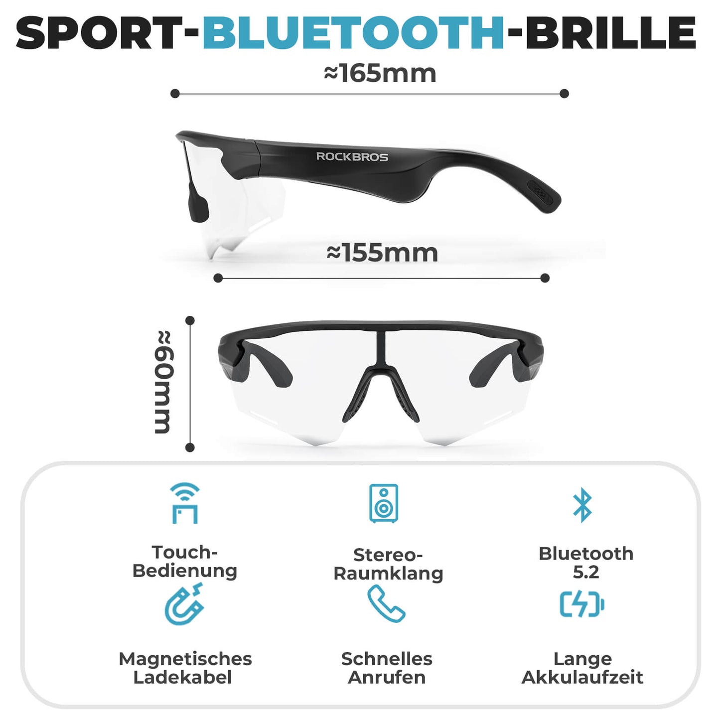 Elektronische Brille Intelligente Fahrradbrille Selbsttönend/Polarisiert