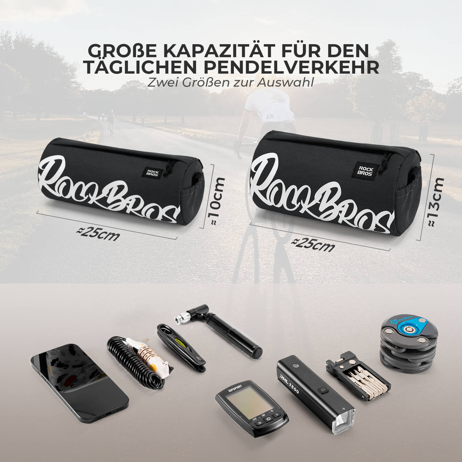 ROCKBROS Fahrrad Lenkertasche Klein mit Schultergurt 2L/3,6L für MTB Gravel Scooter Ebike