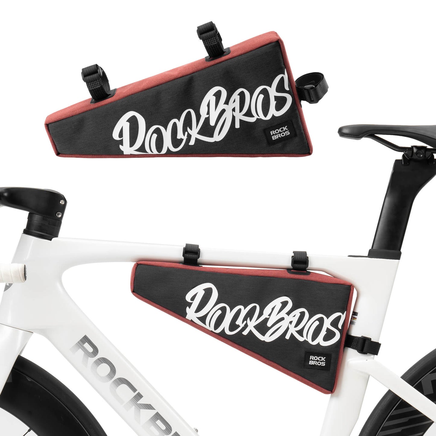 ROCKBROS Fahrrad Rahmentasche Dreieckstasche mit Klettbandverschluss 1,9 L für Gravelbike MTB Ebike Rennrad-Rot