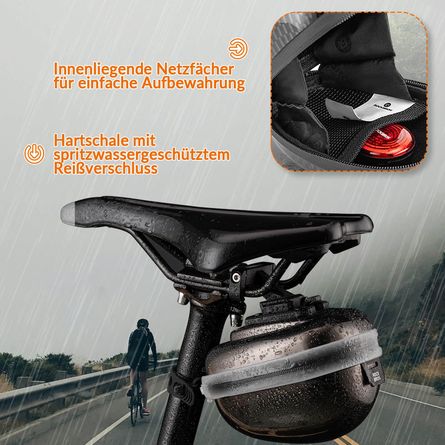 ROCKBROS Fahrrad Satteltaschen Hard Shell Reflektierend 0,4 L mit Halterung