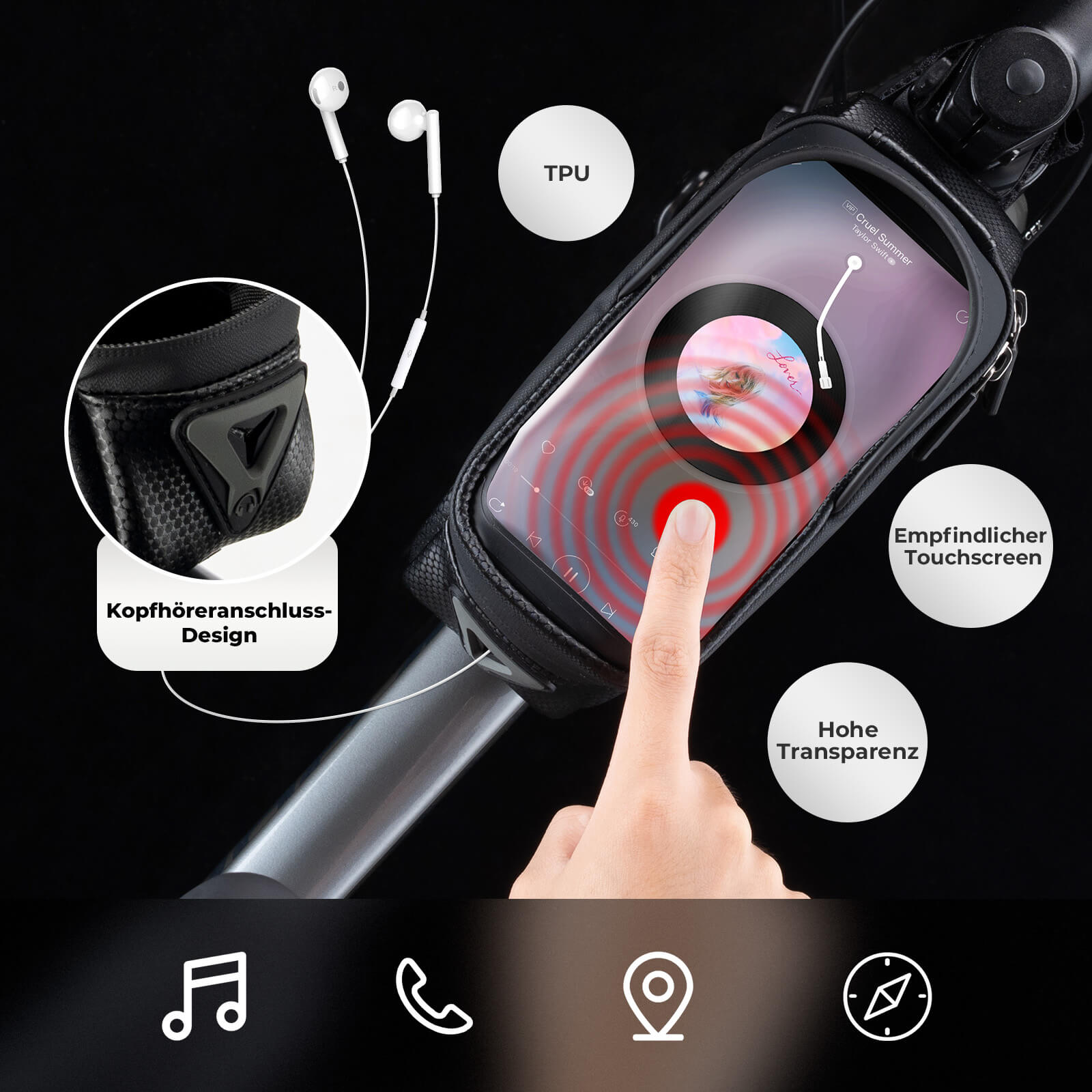 ROCKBROS Fahrrad Wasserdicht Handytasche mit Touchscreen B68 Kleine Version